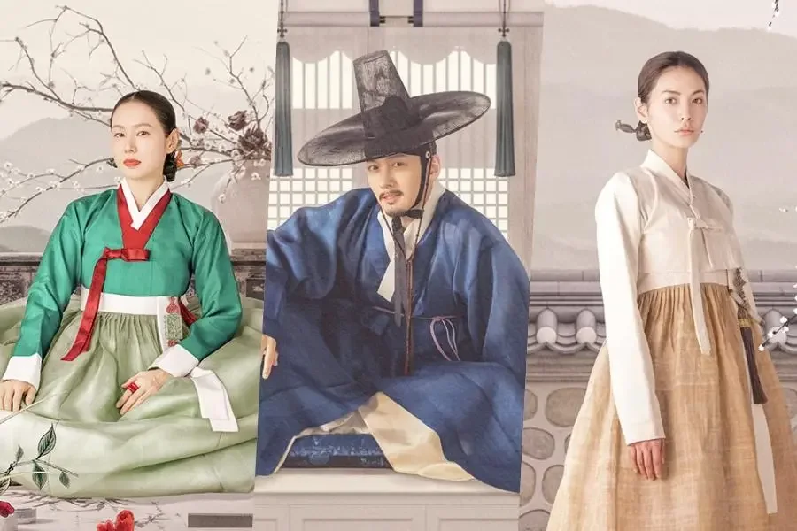 Son Ye-jin, Ji Chang-wook und Nana auf dem offiziellen Poster zu The Scandal