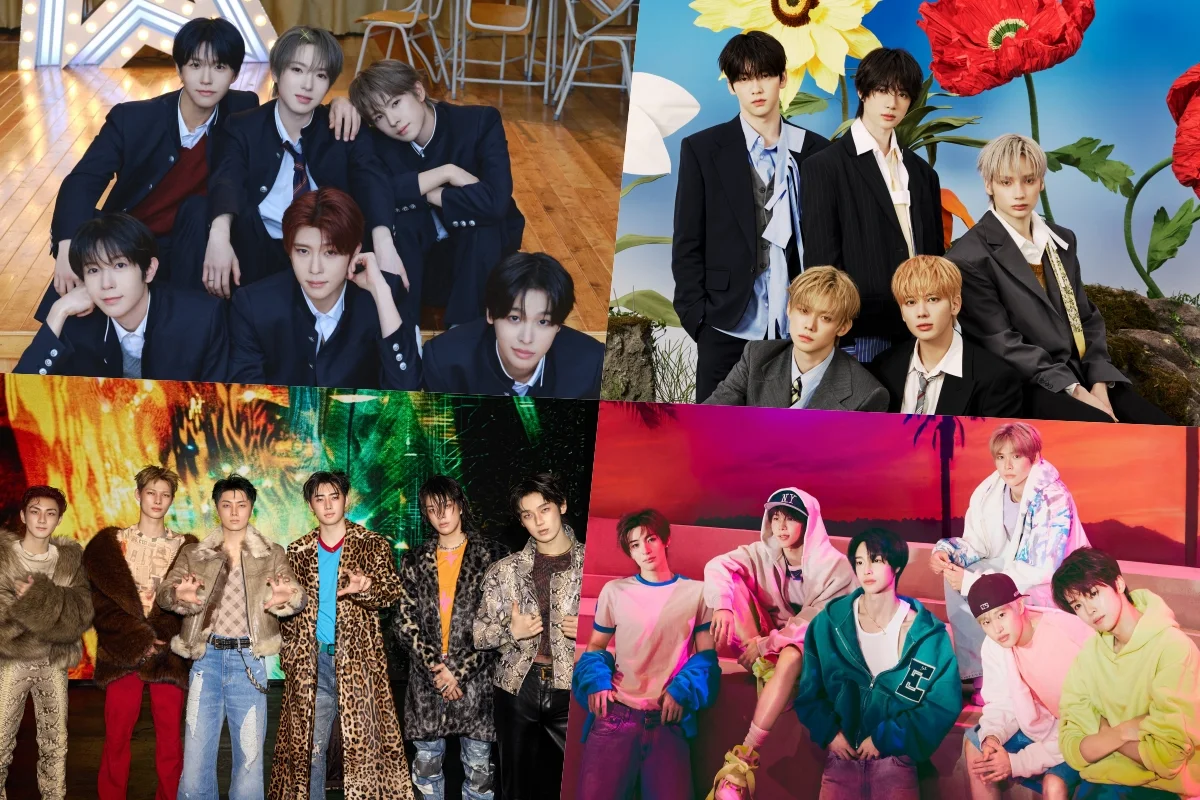 NCT WISH, TOMORROW X TOGETHER, ENHYPEN und RIIZE auf dem Motiv zu den RIAJ-Zertifizierungen